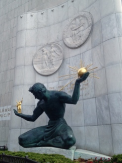 "The Spirit of Detroit," an iconic Detroit monument along Woodward Ave.